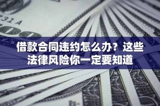 武汉借款合同违约怎么办？这些法律风险你一定要知道